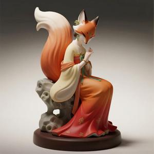 878 Colorful Fox Spirit Woman in Pu Song Ling Style, magic, creature, fantasy, wood, base, sword, warrior, wild, cat, monster, fox, godzilla, fair, witch, werewolf, horror, beast, gothic, troll
