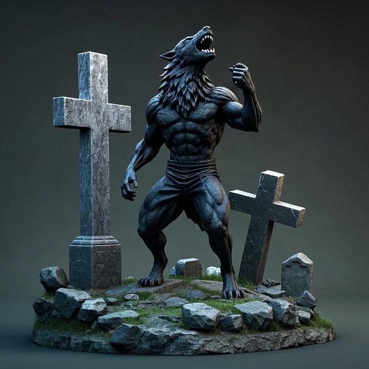 1800 COLORFUL Werewolf Howling - 3D Model, beast, magic, creature, fantasy, wood, base, sword, warrior, wild, cat, monster, dog, godzilla, fair, witch, werewolf, horror, beast, gothic, troll