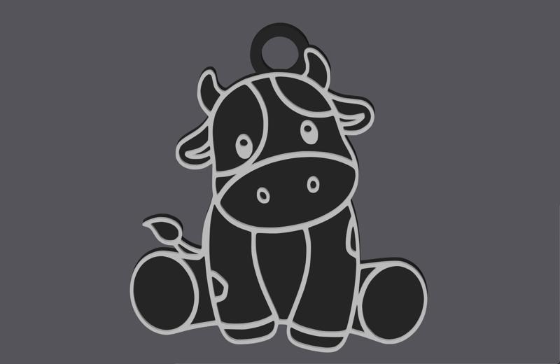 Farm Animals - Sitting Cow - Earring & Pendant