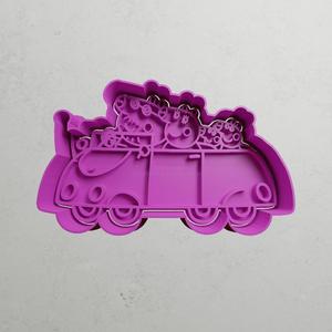 peppa pig car with his family