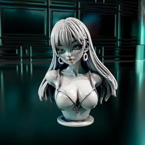 Sexy Korean Idol Anime Bust - Stylized Gray Resin Model - 3D Model Figure