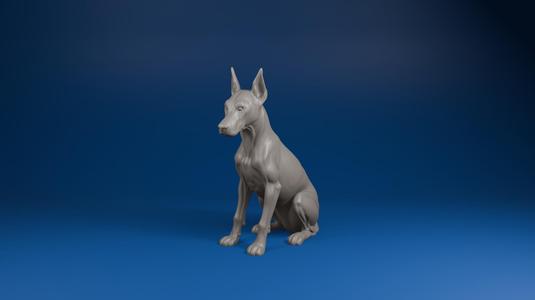 🐾 Doberman Pinscher Sitting Figurine – STL for 3D Printing