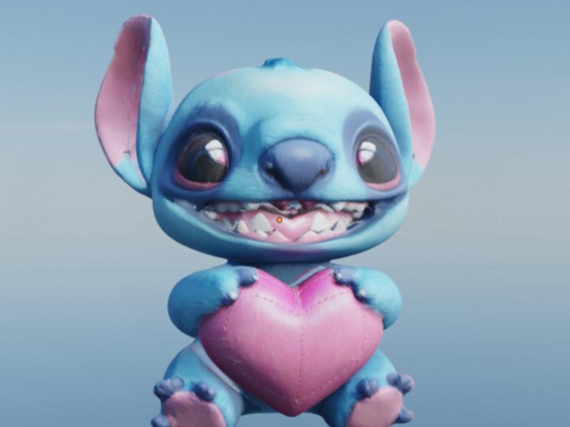 Stitch holding a heart