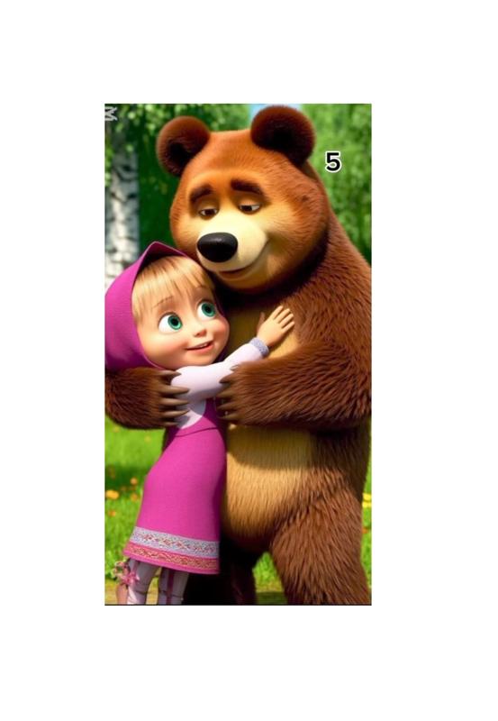 Masha and the Bear Hug Figurine – Cartoon Style 3D Model