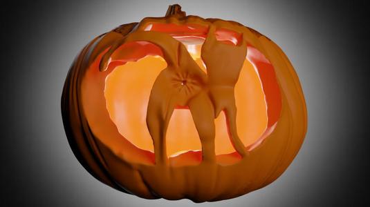💀🎃 Halloween pumpkin 'Pumpkin Cat Ass' - fun spooky decoration for your home