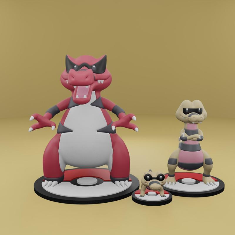 Pokemon No. 551-553 Sandile, Krokorok, Krookodile