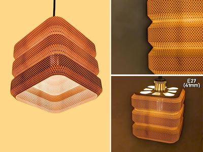 Rectangular basket lamp with trapezoid pattern