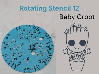 Rotating Stencil 12 Baby Groot