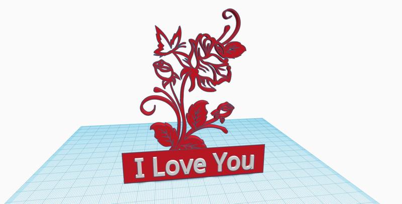 Roses and butterfly decoration, I love you message and support for ring, engagement gift, proposal, wedding, Valentine's Day gift, anniversary gift, ring holder