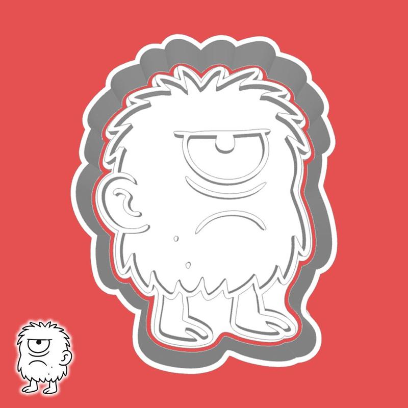 Cute monsters cookie cutters - fuzzy grump monster