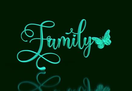 Eternal Bond: Cursive 'Family' Sign with Butterfly