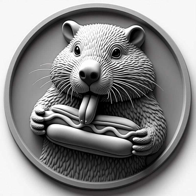 Beaver licking Hot Dog Token Coin
