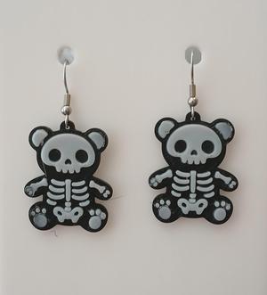 Skeleton Bear – Halloween Earring & Keychain STL (No AMS Needed, 2-Color)