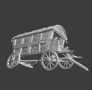Destroyed Medieval Passenger Wagon STL | 3D Printable Terrain for 28mm / 32mm Wargaming