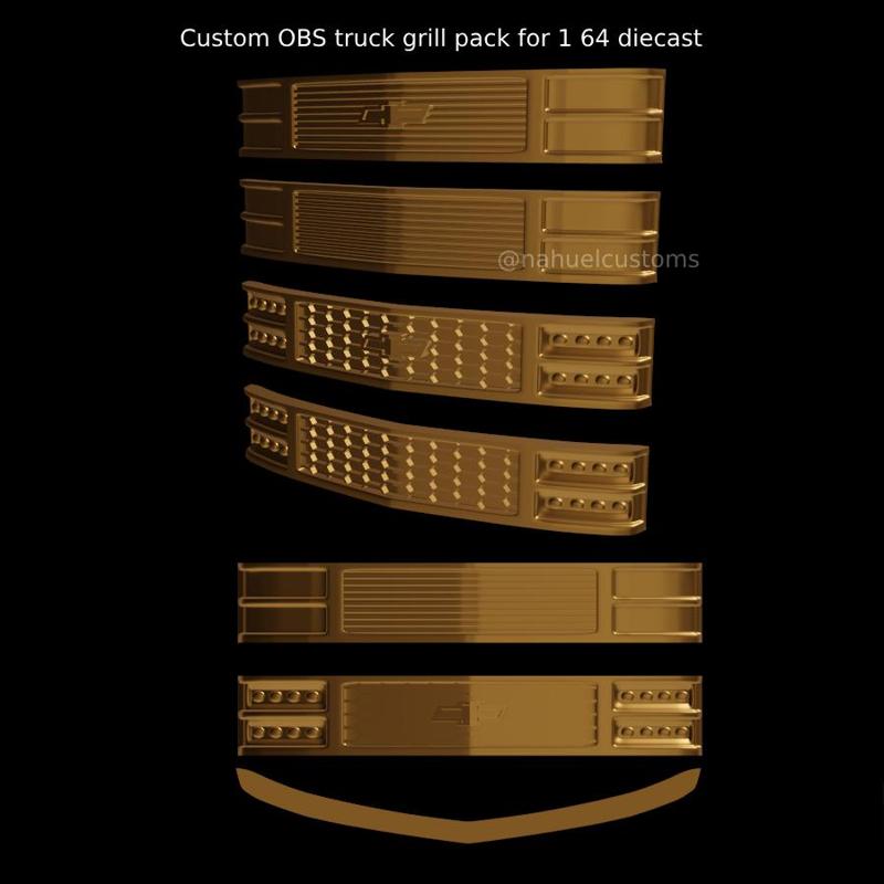 Custom OBS grill pack for 1 64 diecast