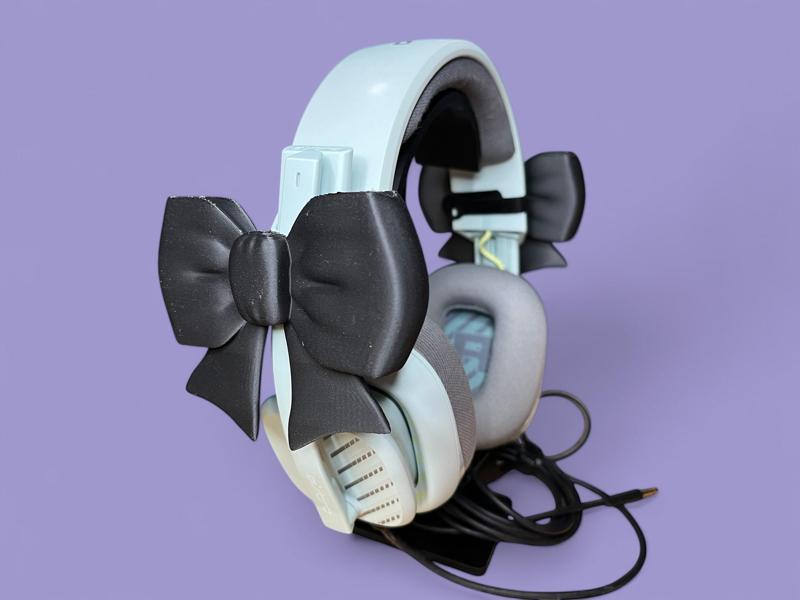 Coquette bow headset decor, headphone tech accessories