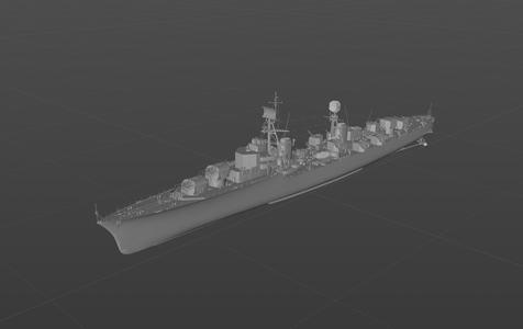 Digital model of the French destroyer Desaix