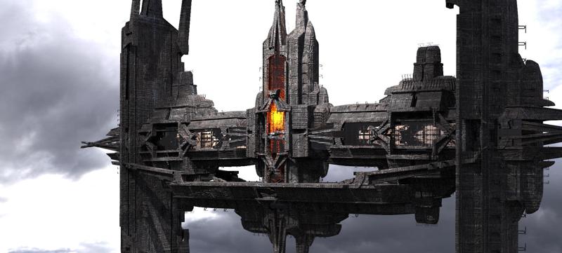 cyberpunk AsianTower Floating Kitbash 2