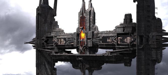 cyberpunk AsianTower Floating Kitbash 2