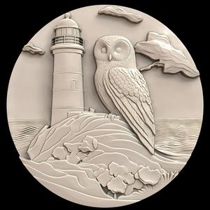 3D Model STL File for CNC Router/Laser & 3D Printer A Guardian Owl in a Lighthouse on a Hill 2