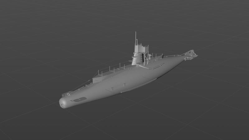 British B-class submarine 3D model material