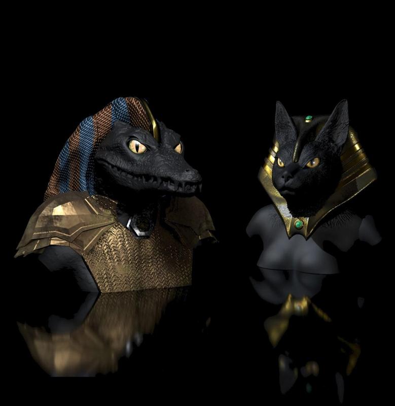 30% discount - 2-pack - Bust of the gods Bastet and Sobek