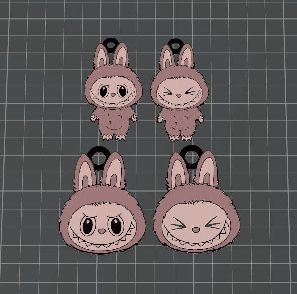 Labubu flat colored keychain pack