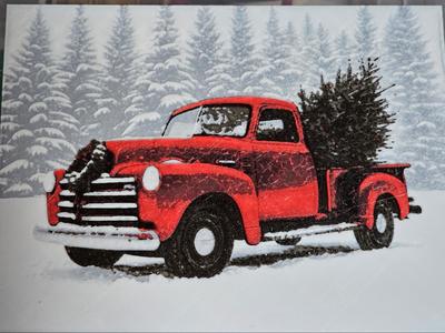 Red Truck Snowy Christmas Scene HueForge