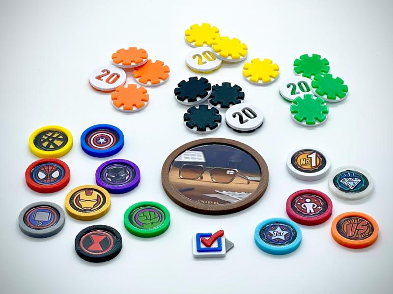 Comic Hunters Board Game- token upgrades and organizer