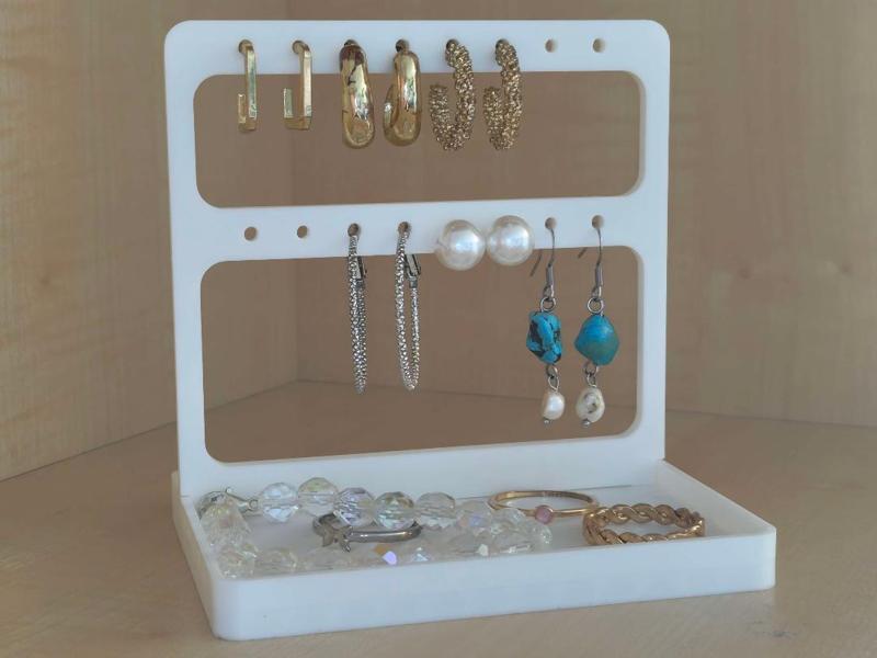 Mini Jewelry Organizer – Earring Stand with Tray