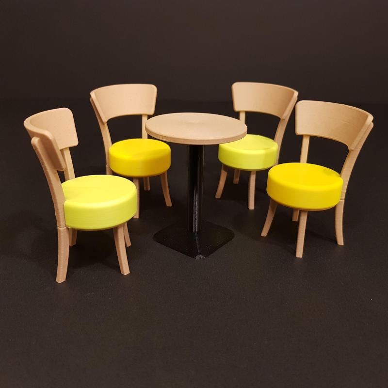 Miniature Table and Chairs - Miniature Furniture 1/12 scale