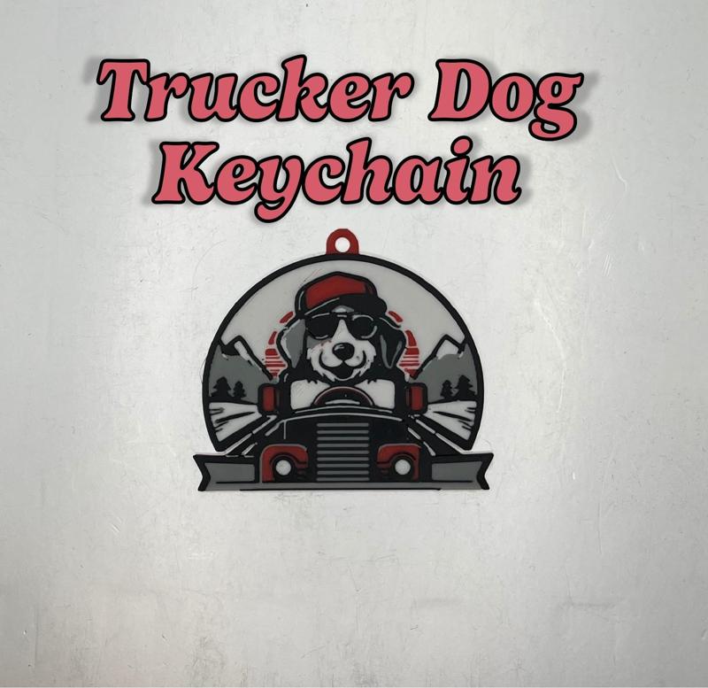 Trucker Dog Keychain