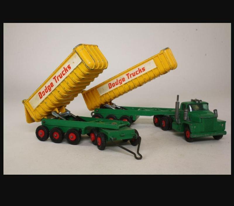 Lesney Matchbox King Size K-16-a Dodge Tractor Unit with Twin Tipping Trailers Back Door