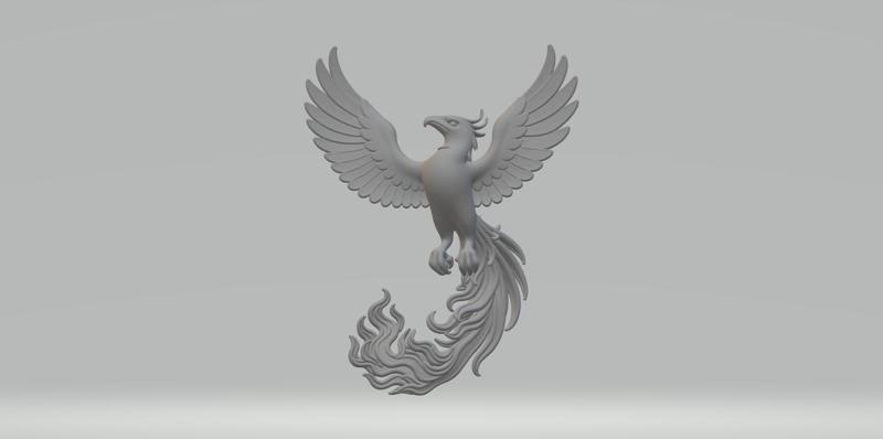 Majestic Phoenix 3D Model – Spread Wings & Flaming Tail | Printable Fantasy Bird STL