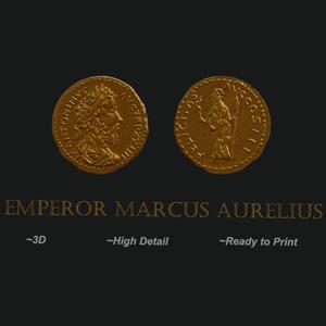 Golden Aureus Coin of Roman Emperor Marcus Aurelius 3D