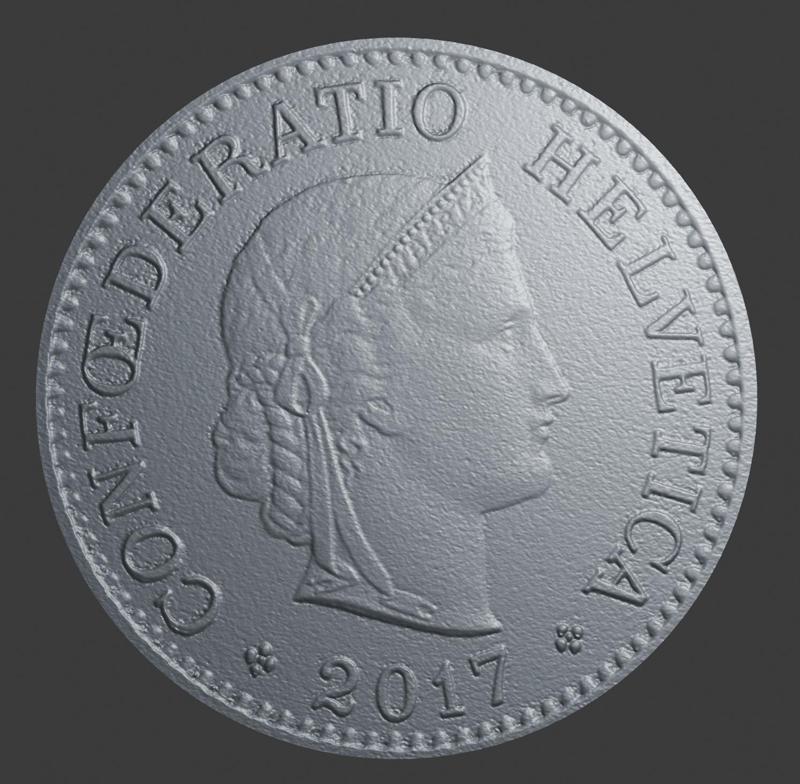 Switzerland, 10 Cents, Face Side, 3D SCAN