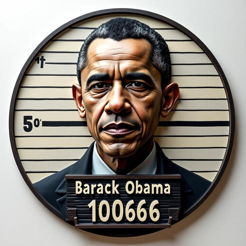 barack obama mugshot coin token wall art