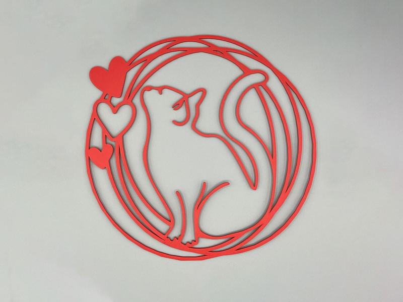 Cat with Hearts Wall Art Love