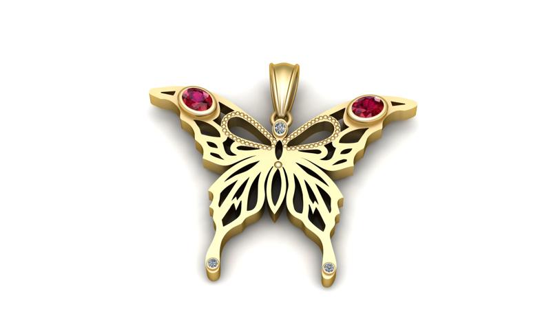 gold butterfly necklace 3D printable model