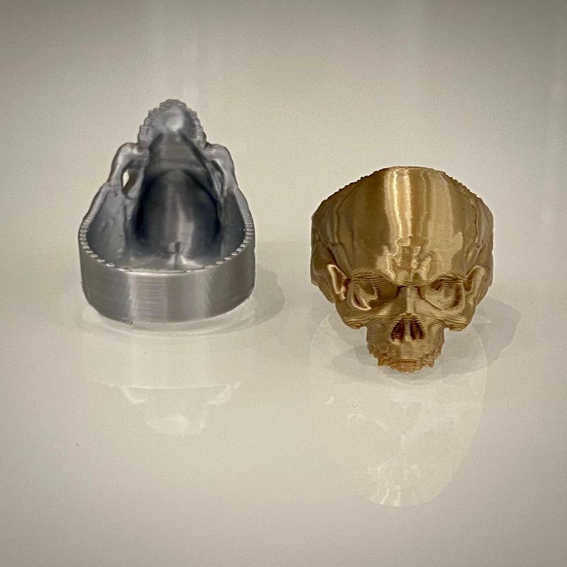 💀✨ Skull Ring – Shiny Gold & Silver 3D Print | Unique Jewelry Design ✨💀