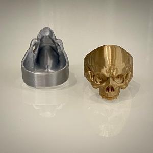 💀✨ Skull Ring – Shiny Gold & Silver 3D Print | Unique Jewelry Design ✨💀