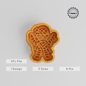 Mummy Shape Cutter & Stamp, Halloween Cookie Decor, Set of 6, 3 Sizes, Fondant & Cookie Craft PRODUCT_5650