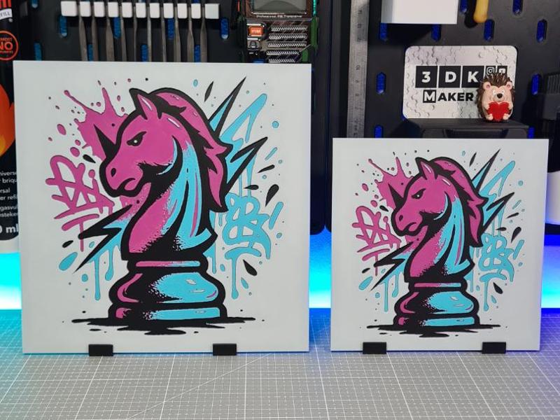 Graffiti Chess Knight – Hueforge – 4 Colors