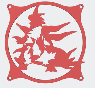 Pokemon Mega Tyranitar Pupitar Larvitar Family Silhouette 120mm Fan Cover