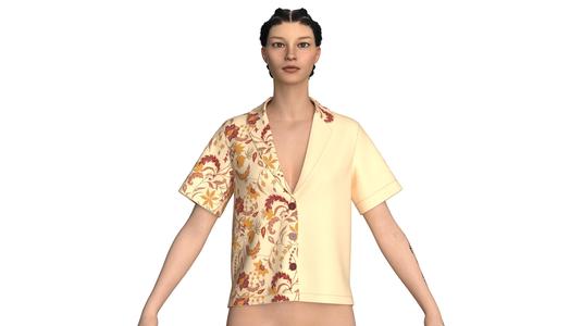 Girls Printed Short Shirt  | Marvelous / Clo3d / obj / fbx