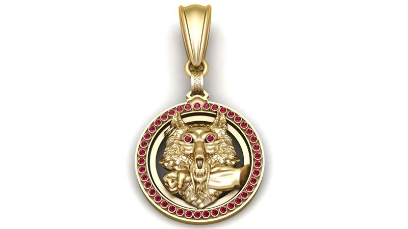 wolf head gold pendant