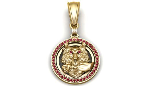 wolf head gold pendant
