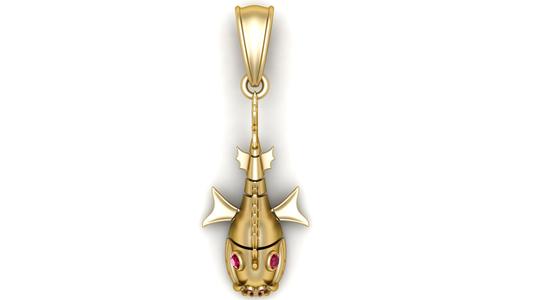 3D gold fish pendant