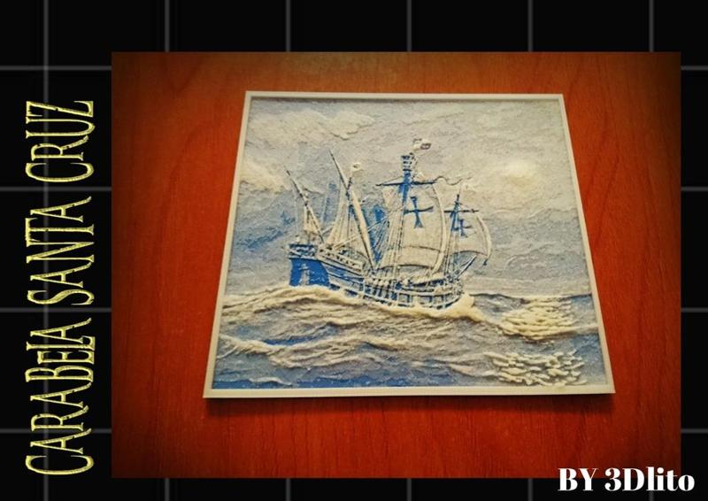 DIBUJO 3D Carabela Santa Cruz  
