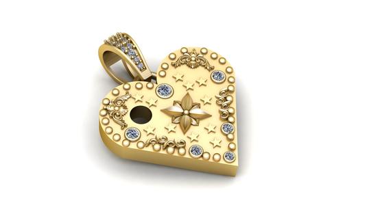 GOLD FLOWER HEART PENDANT   3d printable modeL